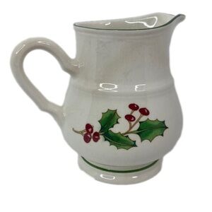 Sango White Ceramic Christmas Poinsettia Print Creamer Jug 10oz Replacement